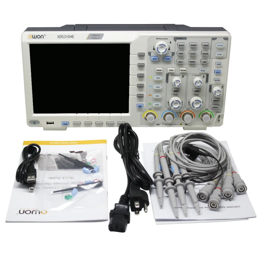 OWON XDS3104E/XDS3064E 4ch10 0/60MHz8bits free SCPI I2C RS232CAN XDS2102A 2ch12bits цифровой осциллограф SDS7102V VGA