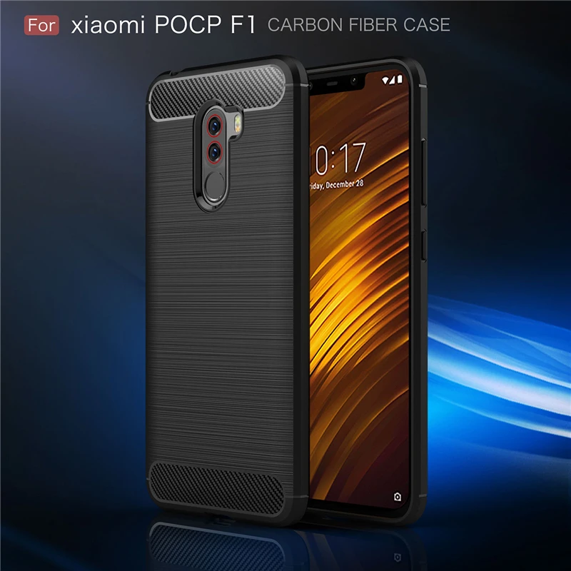 Для Xiaomi Pocophone F1 чехол Бизнес HQ углеродного волокна Ударопрочный Мягкий Silica