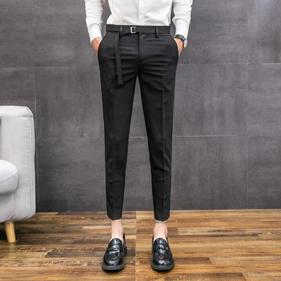 Новинка Весна 2019 повседневные брюки мужские облегающие штаны корейские