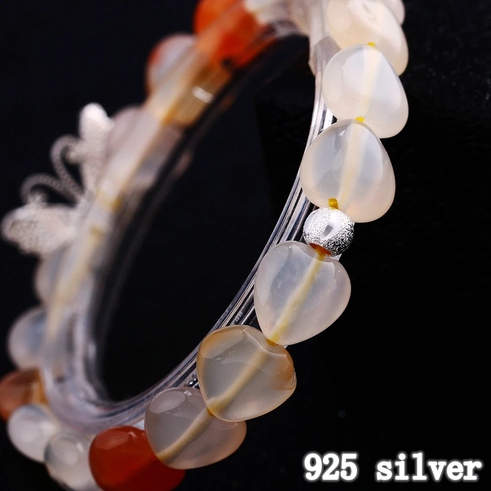 Yumten Agate Heart 925 Silver Butterfly Ladies Bracelet Jewelry Wristband Womens Bracelets Viking Love Bracciali Donna | Украшения и