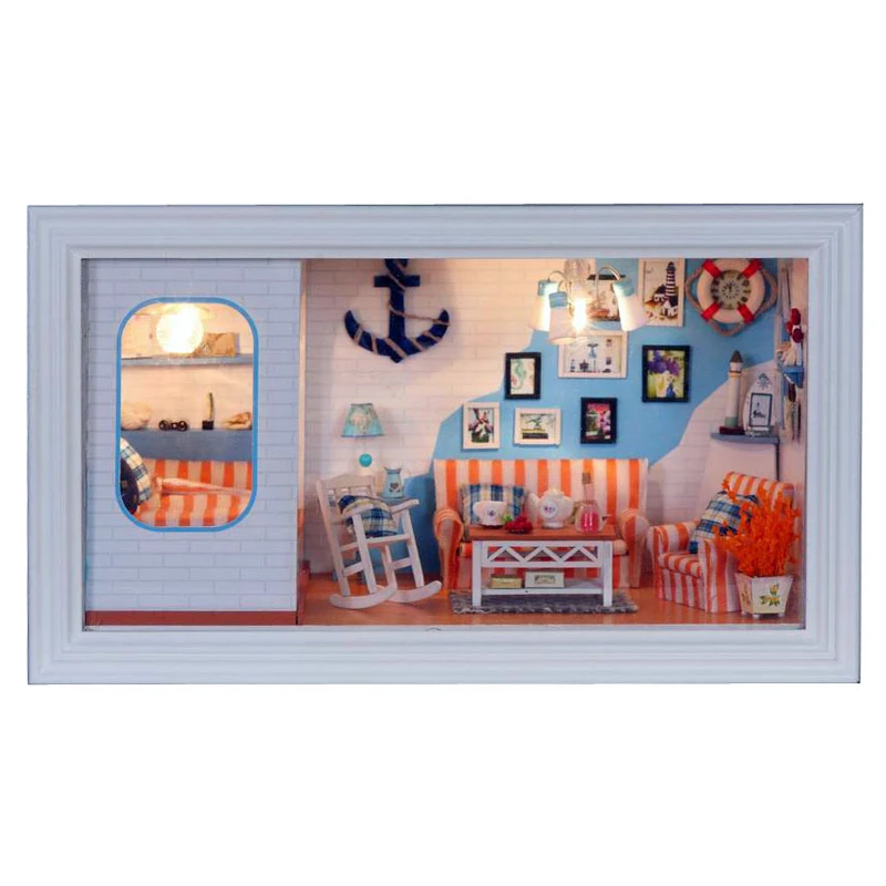 Миниатюрный Приморский дом модель домашнего декора деревянный кукольный домик