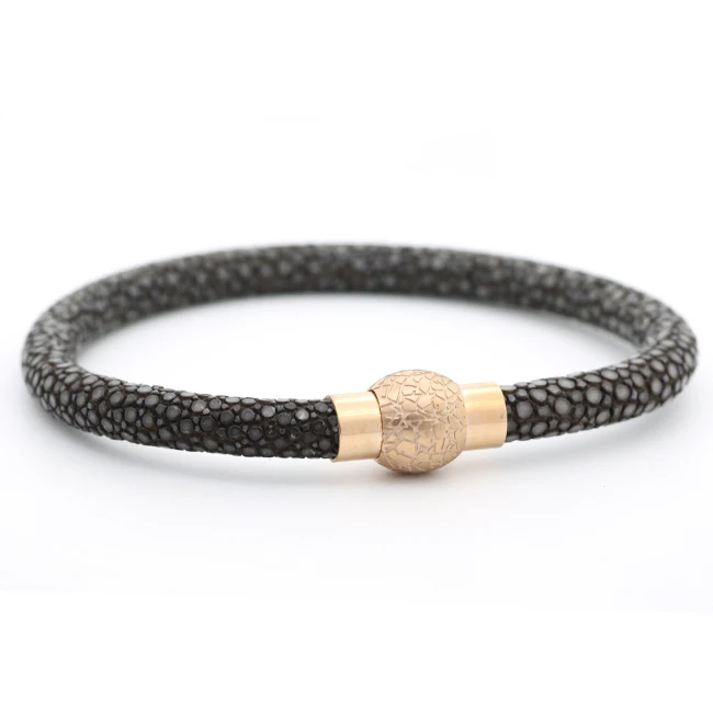 Luxury Stingray Bracelet Charm Men Women 6mm Dia Thailand Pearl Fish Skin Stainless Steel Gold Clasps Genuine Leather Bracelets | Украшения