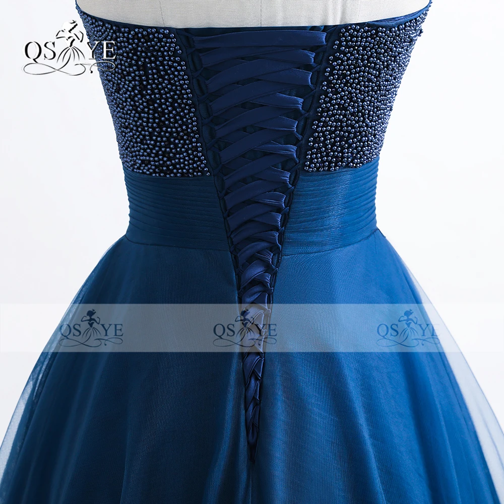 Темно-синие длинные платья для выпускного вечера 2017 Robe de Soiree Бисероплетение