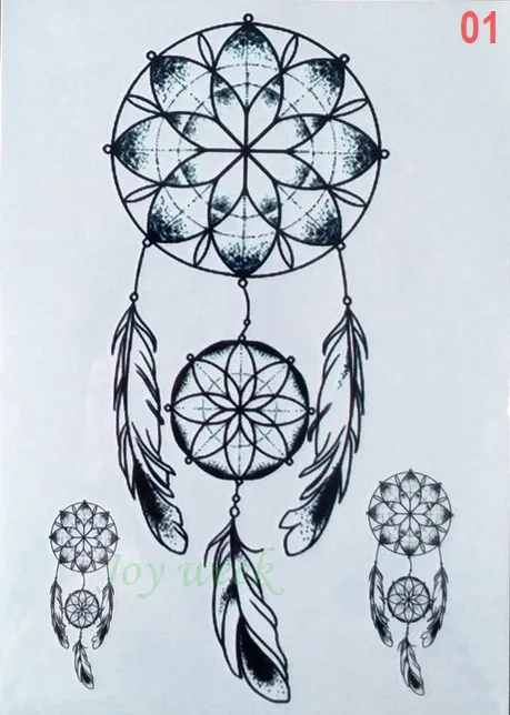 Водостойкая Временная тату наклейка Ловец снов наклейки флэш искусственные