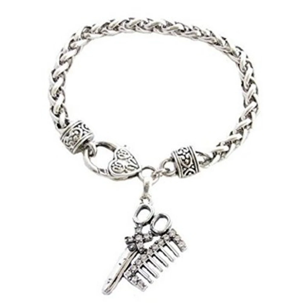 Парикмахерская ножницы и Расческа с прозрачными кристаллами|claw bracelet|bracelet