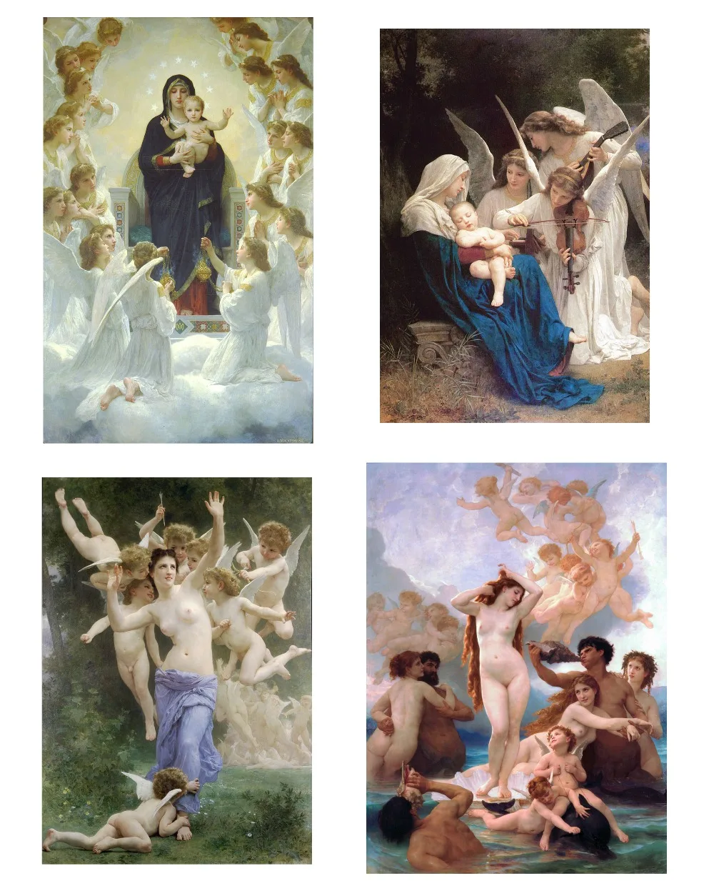 

4pcs -GOOD--HOME BAR CLUB wall decorative art PRINT PAINTING-- Bouguereau The Birth of Venus Angels The Invasion The Virgin ART