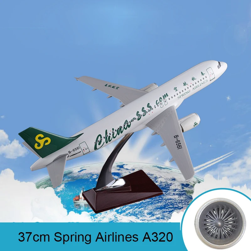 

37 см полимерная модель авиакомпании Spring Airlines, модель аэробука A320, модель самолета, дыхательных путей, мебель для дома, Подарочная модель, укр...
