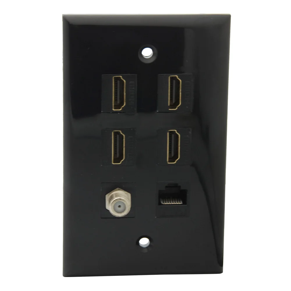 Однотонный черный 1 комплект 4 порта s HDMI Порт CAT6 RJ45 порт F RG6 Коаксиальная