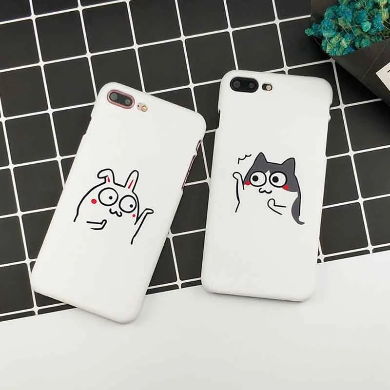 JIBAN Funny Sneaky dancing cat Phone Case for iPhone X 6 6s 6plus 7plus 8 plus Luxury Hard PC Cute Cartoon Couples Back Cover | Мобильные