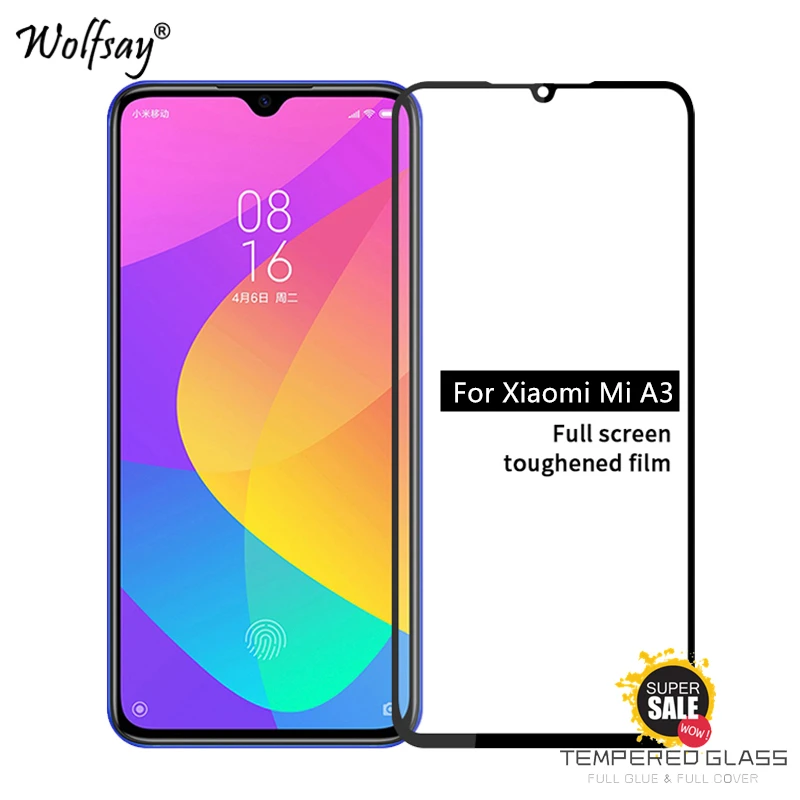 2 шт. полное клеевое покрытие стекло для Xiaomi Mi A3 защита экрана закаленное пленка