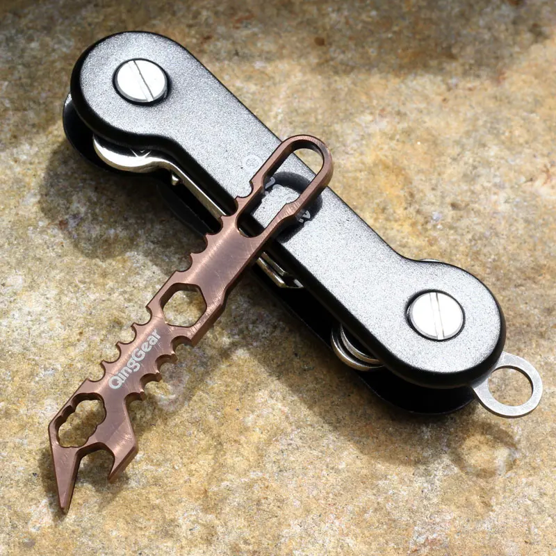 QingGear Titanium TC4 Multi Mini брелок для ключей Pry Tool открывалка бутылок Открыватель коробок