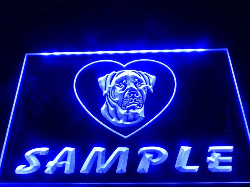 

DZ077- Name Personalized Custom Rottweiler Dog House Home LED Neon Light Sign