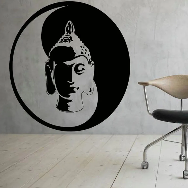 

ZOOYOO Buddha Head Statue Wall Stickers India Buddhism Sacred Pattern Home Decor Living Room Bedroom Wall Decals Murals