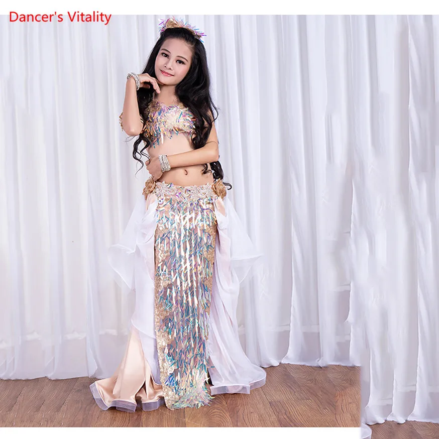 New Custom Made kids/Child/Girls Belly Dancing Outfits set Bra+dress(With Underpants )+Headwear 3pcs Costumes | Тематическая одежда