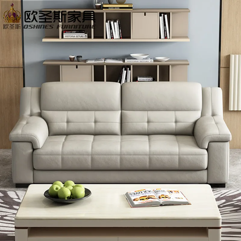 2019 New Arival Pure Color Decoration Modern Style Recliner 1+2+3 Seats Combination Living Room Genuine Leather Sofa OCS-K009A | Мебель