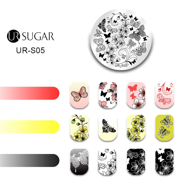 UR S05 Ur Sugar 1 шт. с Днем Святого Валентина Цветы Простой волновой линии штамповки маникюрный шаблон дизайн ногтей DIY пластины - Цвет: UR S05