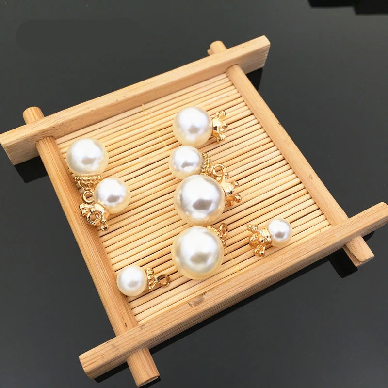 

Craft Pearl Crystal Rhinestone Buttons Flower Round Cluster Flatback Wedding Embellishment Jewelry Craft