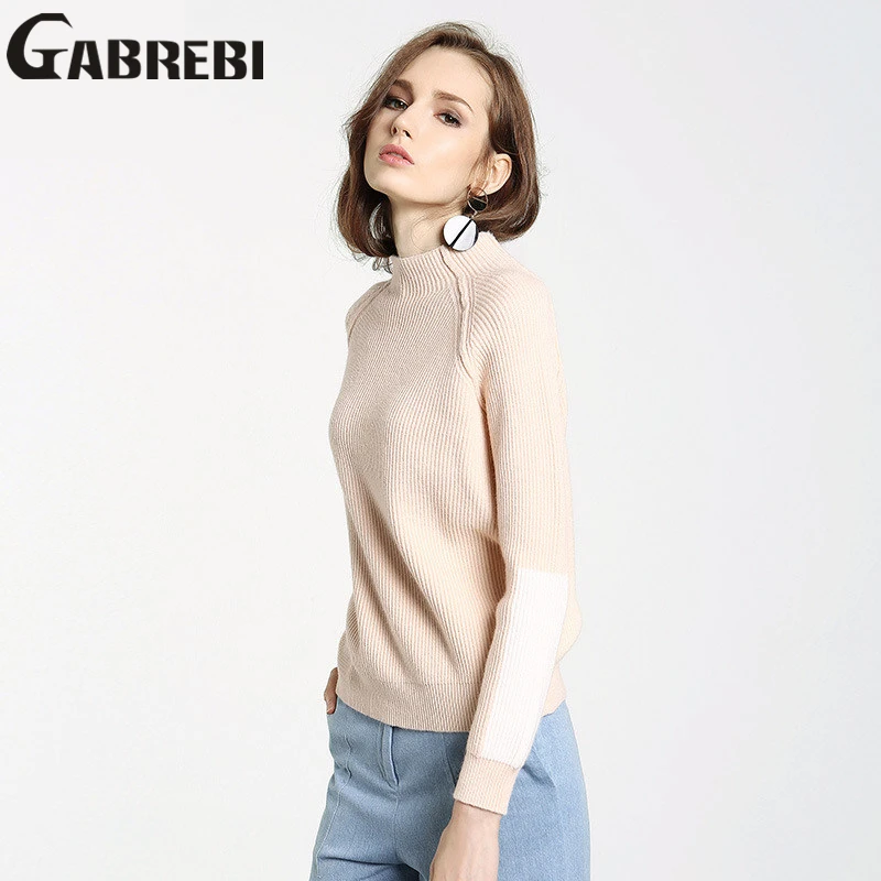 Для женщин Вязание Свитеры для Пуловеры осень 2017 г. Водолазка с длинным рукавом