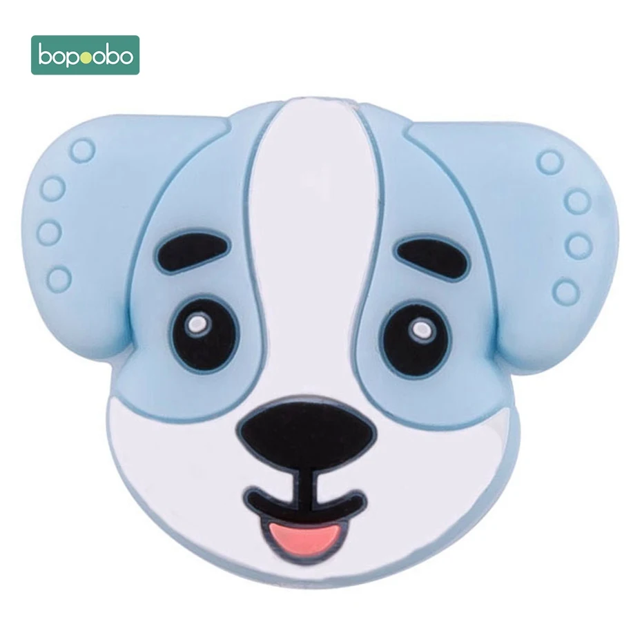 Blue Dog Bopoobo 3 шт. Силиконовые Прорезыватели для зубов мини Щенок Детские игрушки может Жевательная еда класс Силиконовые Бусины DIY ювелирные изделия браслет кроватка собака игрушка - Цвет: Blue Dog
