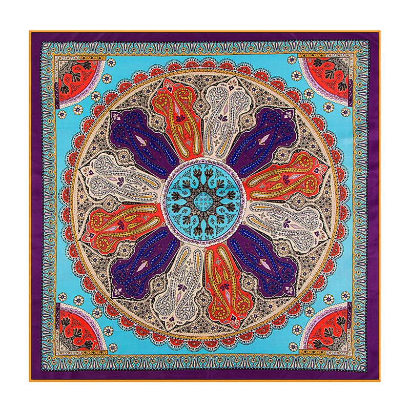 

Women Large Square Silk Foulard Femme Stylish Paisley Bohemian Designer Luxury Scarf Vintage Bandana NEW [3616]