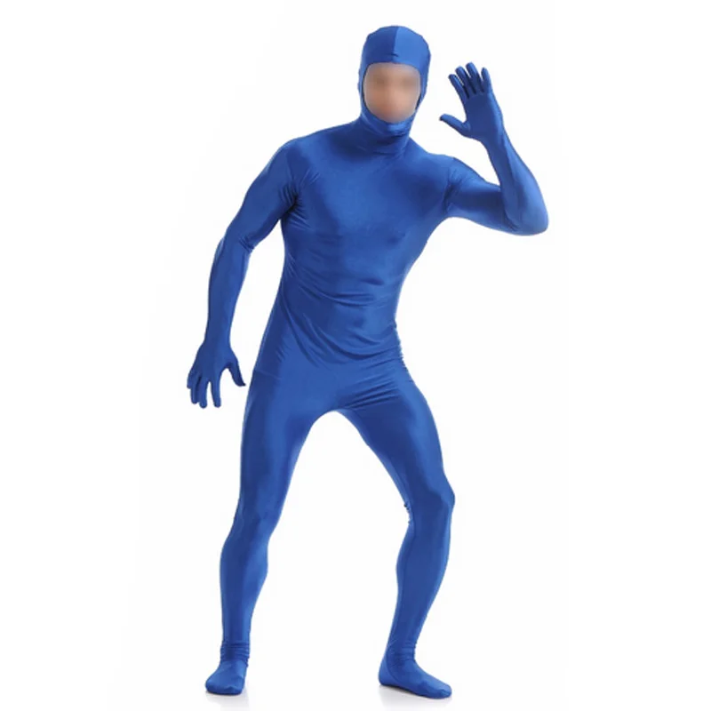 Ensnovo унисекс Zentai костюм для мужчин взрослый с открытым лицом всего тела спандекс