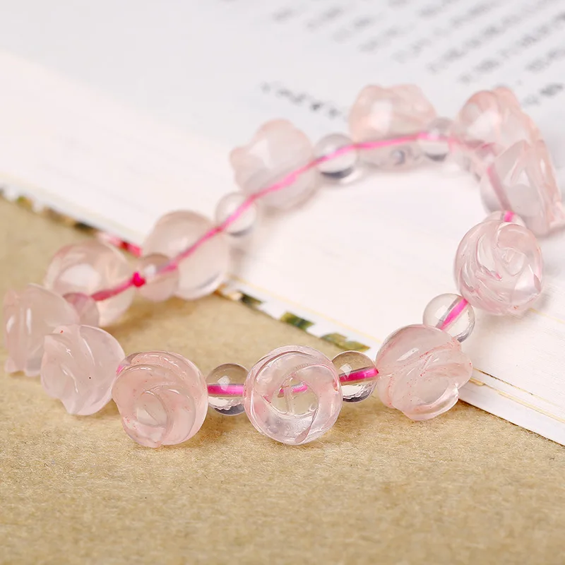 Counter genuine Pink Crystal Bracelet rose shaped female Wang help peach wholesale supply hand string jewelry Made in China | Украшения и