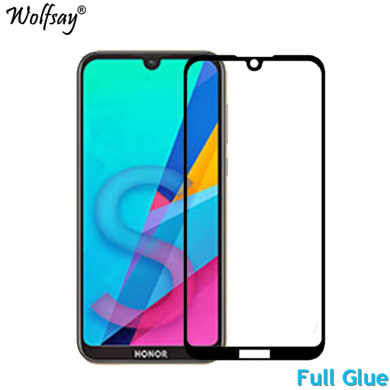 Protector de pantalla de pegamento completo para Huawei Honor 8S, vidrio templado Y5 2019, cubierta completa para Huawei Honor 8S 9H 2.5D, pel&iacute;cula Premium, 2 uds.-0