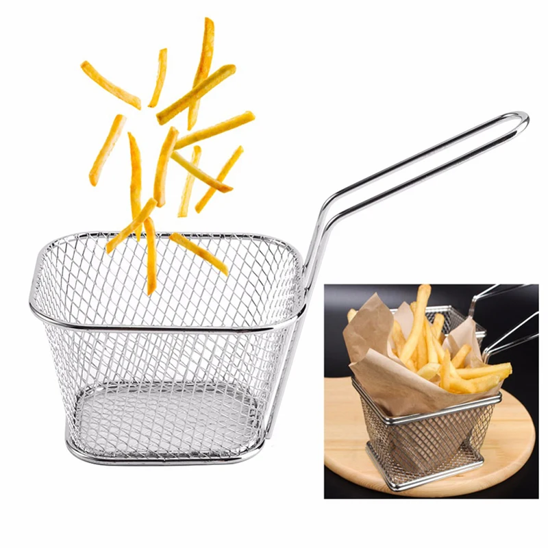 1 шт. корзина для картофеля фри из нержавеющей стали Мини Корзина жарки ситечко