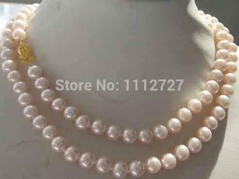 

2018 New Fashion 36 '' 8mm Light Pink SOUTH SEA In the form of Seashell Pearls Chains and Necklaces AAA Natural DIY Beads Fashio