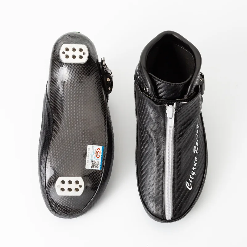 1 pair Black boot CITYRUN Профессиональные роликовые коньки с Карбоновым волокном на молнии дизайнерские шнурки короткие Гоночные соревнования обувь 1 пара - Цвет: 1 pair Black boot