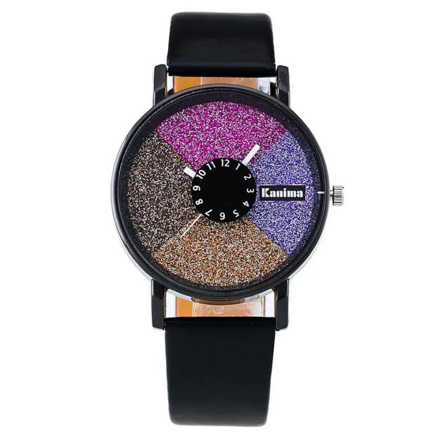 Black Классные Montre Femme Модные женские красивые кожаные повседневные часы Роскошные Аналоговые кварцевые часы уникальные наручные часы 2018New - Цвет: Black