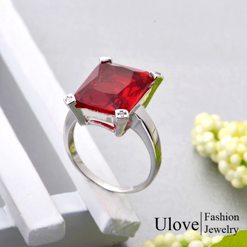 Красная женская бижутерия на палец модное кольцо с фантазийным топазом