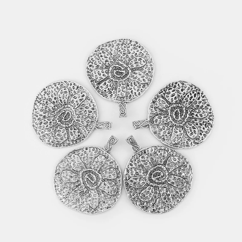 2 шт. нерегулярные круглые Висячие Подвески с цветком для ожерелья ювелирные