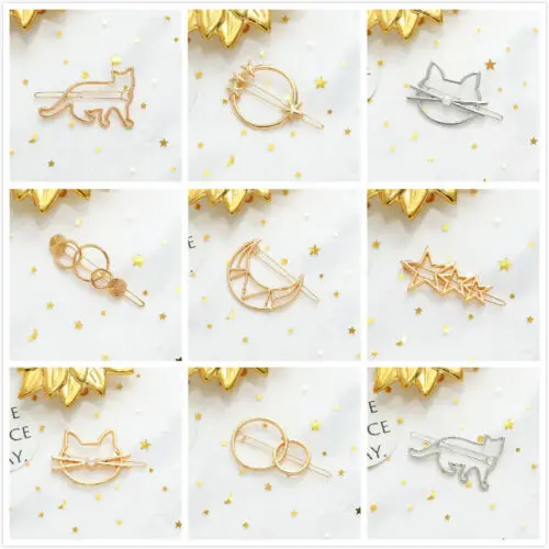 Модные геометрические металлические заколки для волос женщин и девочек