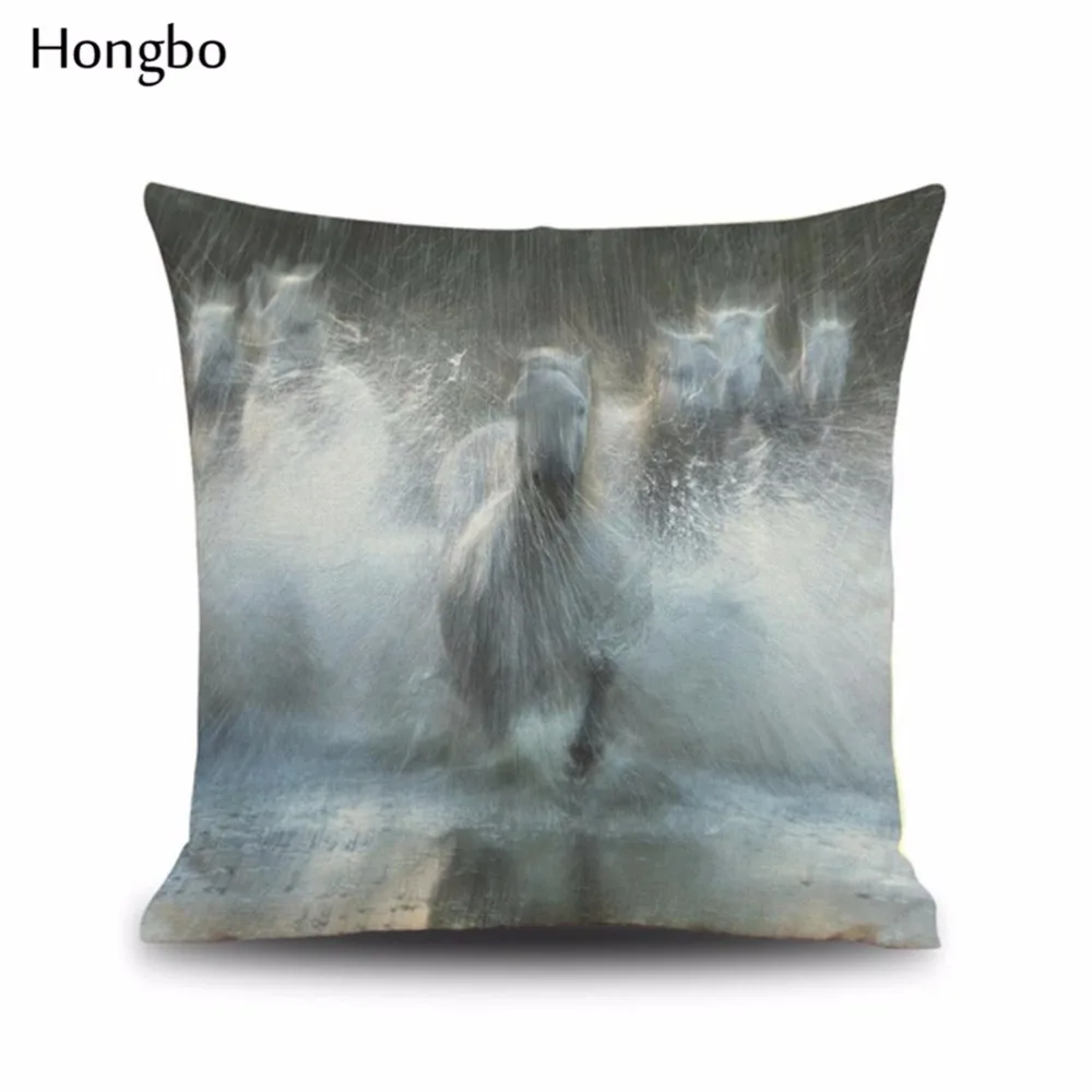 Хунбо 1 шт. дикое животное лошадь хлопок белье Чехлы акварель наволочка стул