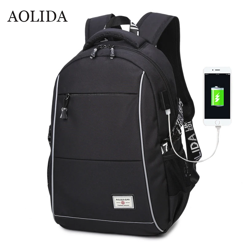 Повседневные мужские холщовые рюкзаки AOLIDA 2019 с USB дорожные вместительные