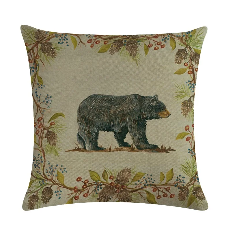 JAYQUERING Rural Trendy Bear Deer Animal Vintage Pillowcase 2019 New Design Flax High Quality Bedding Home Textile Products E482 | Дом и сад