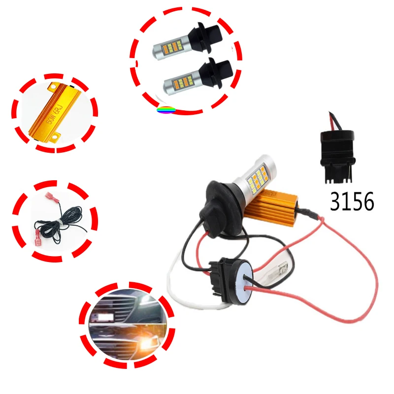 2X T20 7440 20-7440 1156 1157 3156 3157 2835 двухцветное Переключение светодиодный DRL Canbus светильник сигнала поворота комплект без ошибок белый янтарь