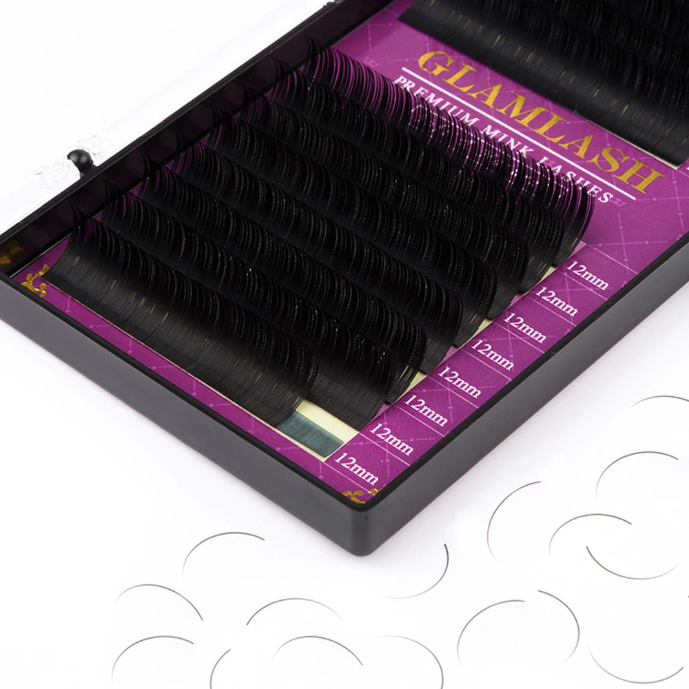 GLAMLASH 16 рядов премиум классические синтетические норковые тонкие ресницы для наращивания на заказ натуральные Индивидуальные Накладные норковые ресницы для наращивания