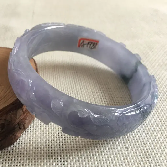 A 1981 Китайский Ручной резьбой Лавенде Фиолетовый Жадеит Нефрита Самоцветы