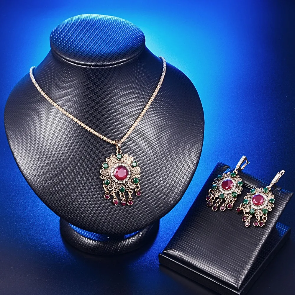 Модные Этнические турецкие Ювелирные наборы для женщин винтажные свадебные с