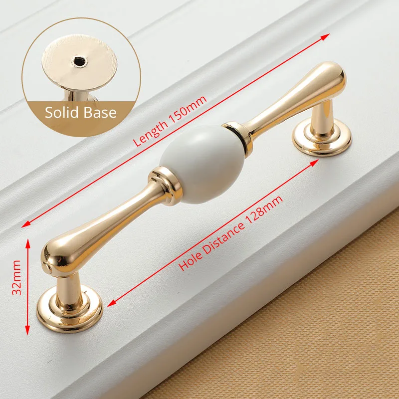 

Ручки KAK белые керамические золотые