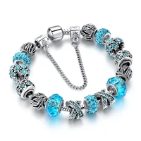 szelam 2019 fashion charm blue crystal beads bracelet pulseras for women silver rhinestone bangles sbr160158