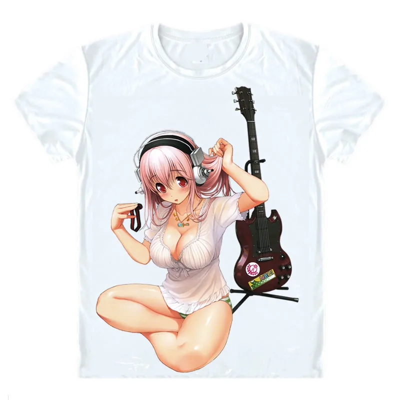 Футболки SoniAni Super Sonico рубашки с коротким рукавом аниме манга супа сонико соникума