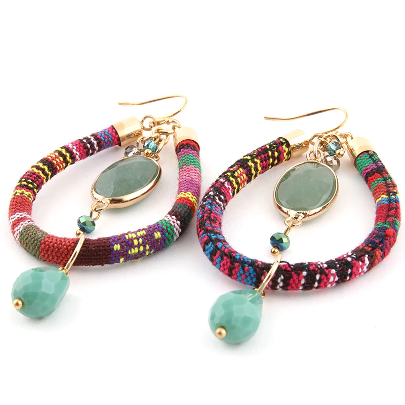 Висячие серьги большие Богемные национальные ветровые ленты кожаные длинные