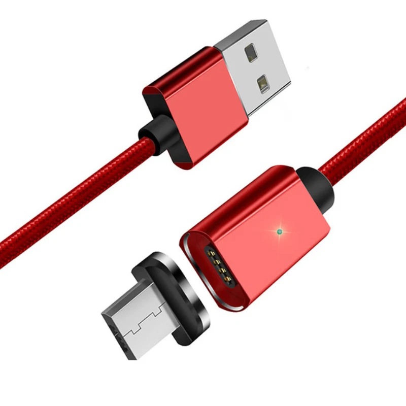 Магнитный кабель Micro USB для синхронизации данных нейлоновый Плетеный светодиодный индикатор магнитное зарядное устройство, кабель с поддержкой зарядки для большинства популярных Android