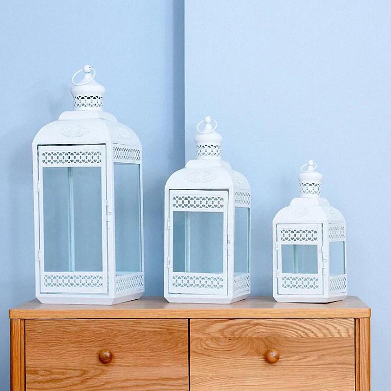 

PINNY European Glass Iron Candle Stand Metal Moroccan Lamp Modern Home Decoration Accessories Lanterns For Decoration Candles