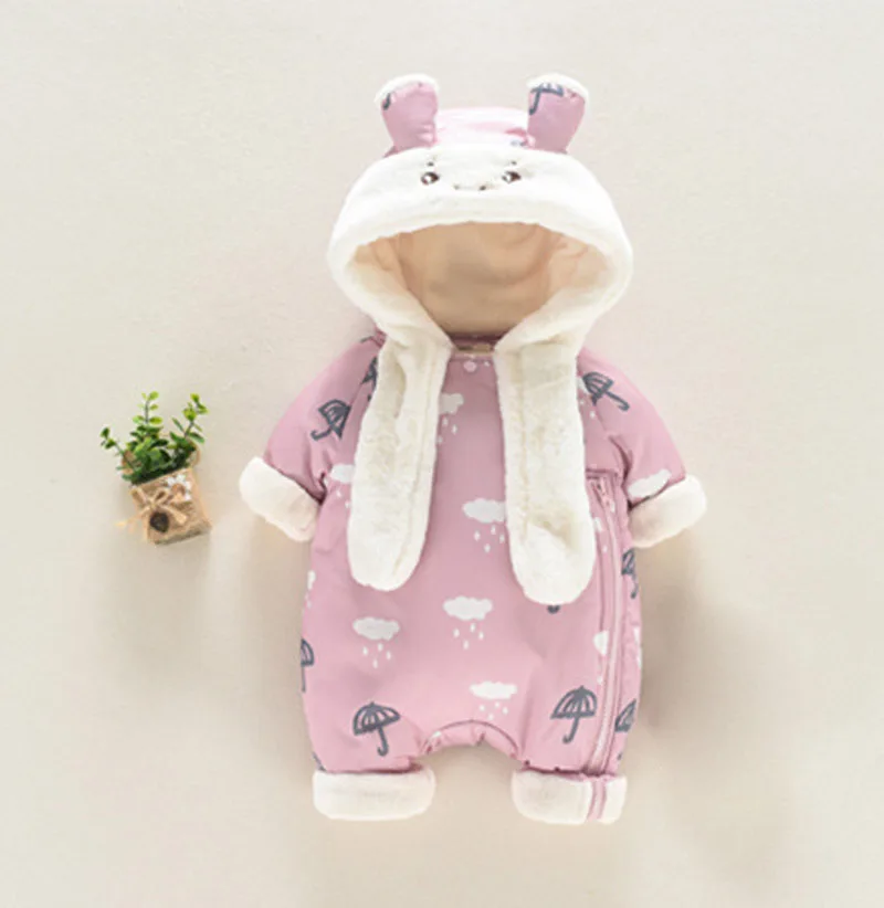 A01 Pink IYEAL/Новинка; зимняя одежда для новорожденных; флисовая одежда для малышей с рисунком; милый комбинезон с капюшоном; комбинезоны с хлопковой подкладкой - Цвет: A01 Pink