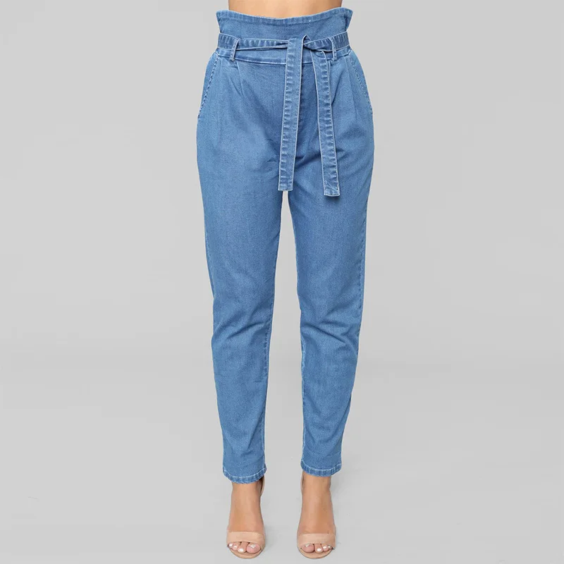 2019 женские джинсы с высокой талией обтягивающие джинсы-стрейч облегающие