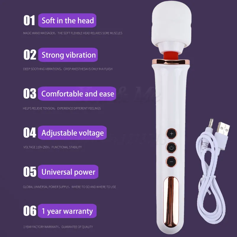 Новый USB Перезаряжаемые 10 скоростей мощный большой Волшебная палочка массаж тела